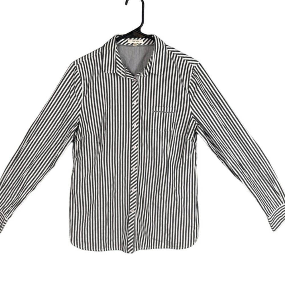 Tyler Boe Button Up Shirt Black White Stripe 8 Classic Quiet Luxury Minimalist